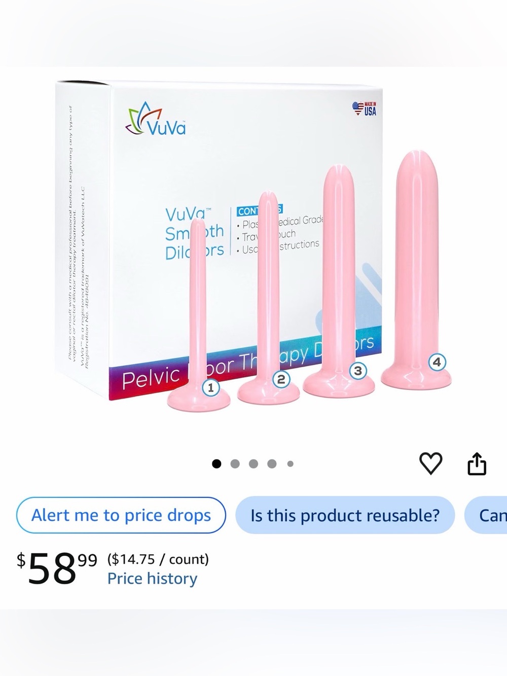 Smooth Pelvic Floor Therapy Dilator Set - Pink